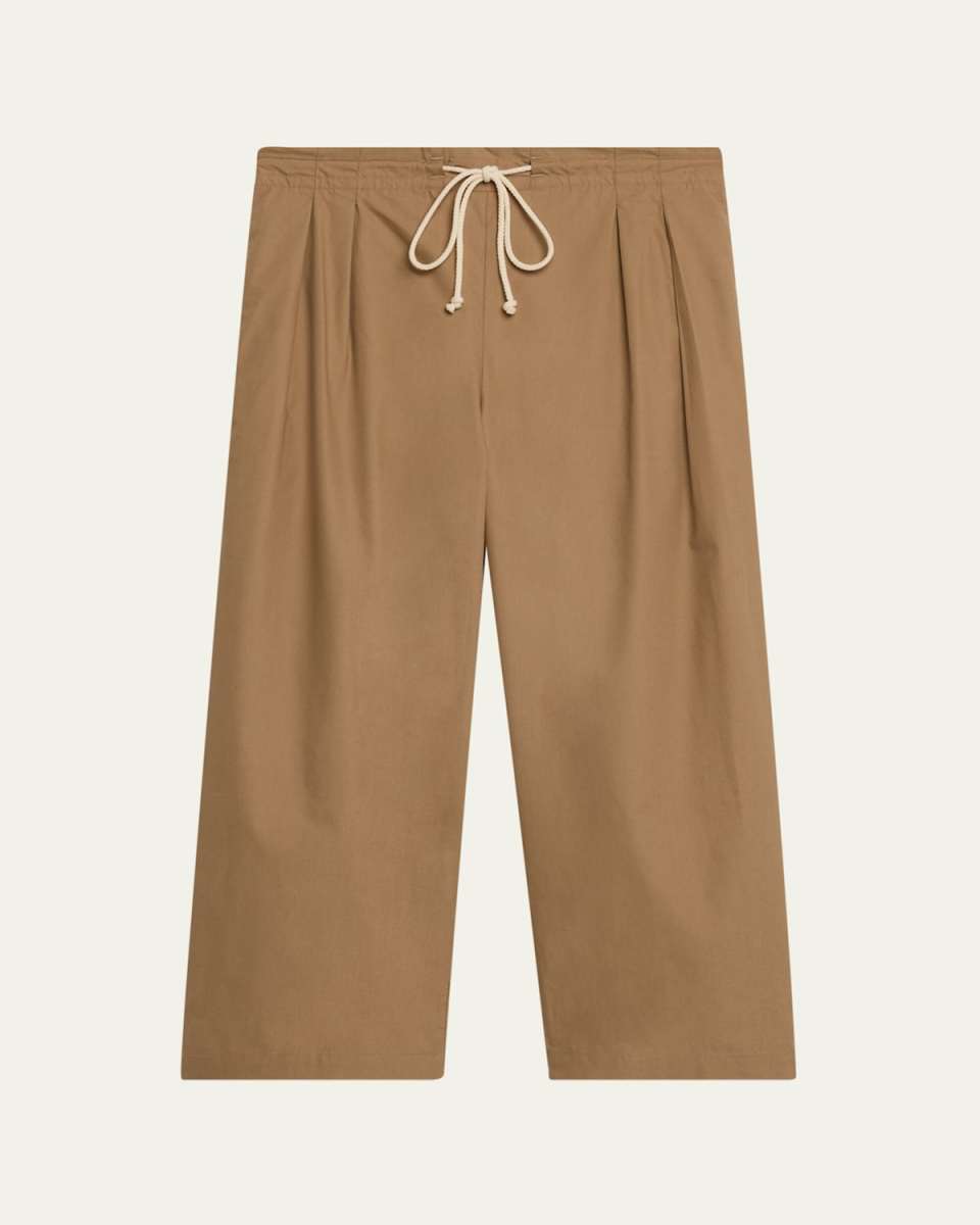 Drawstring Pleat-Front Cropped Pants